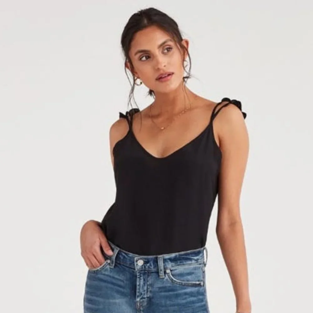 7 For All Mankind Mini Ruffle Strap Tank - Picture 1 of 3
